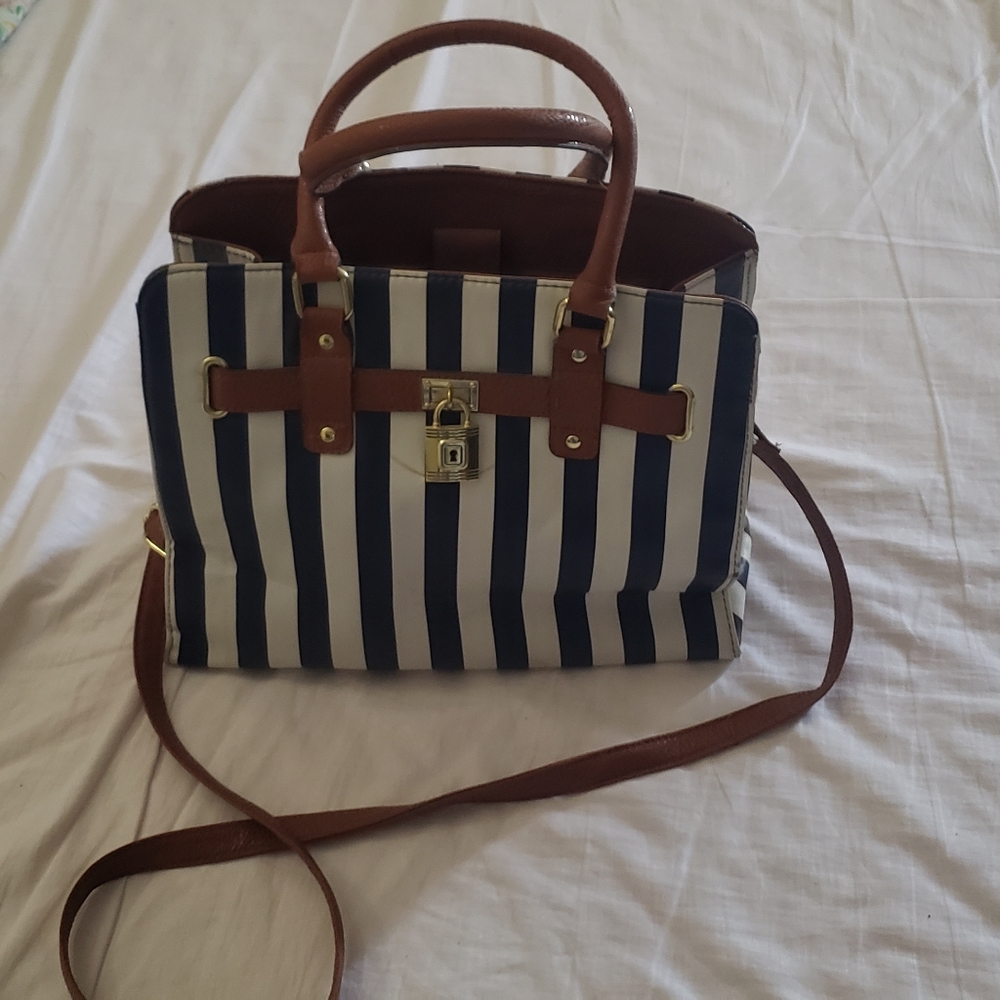 Blue & white stripe purse